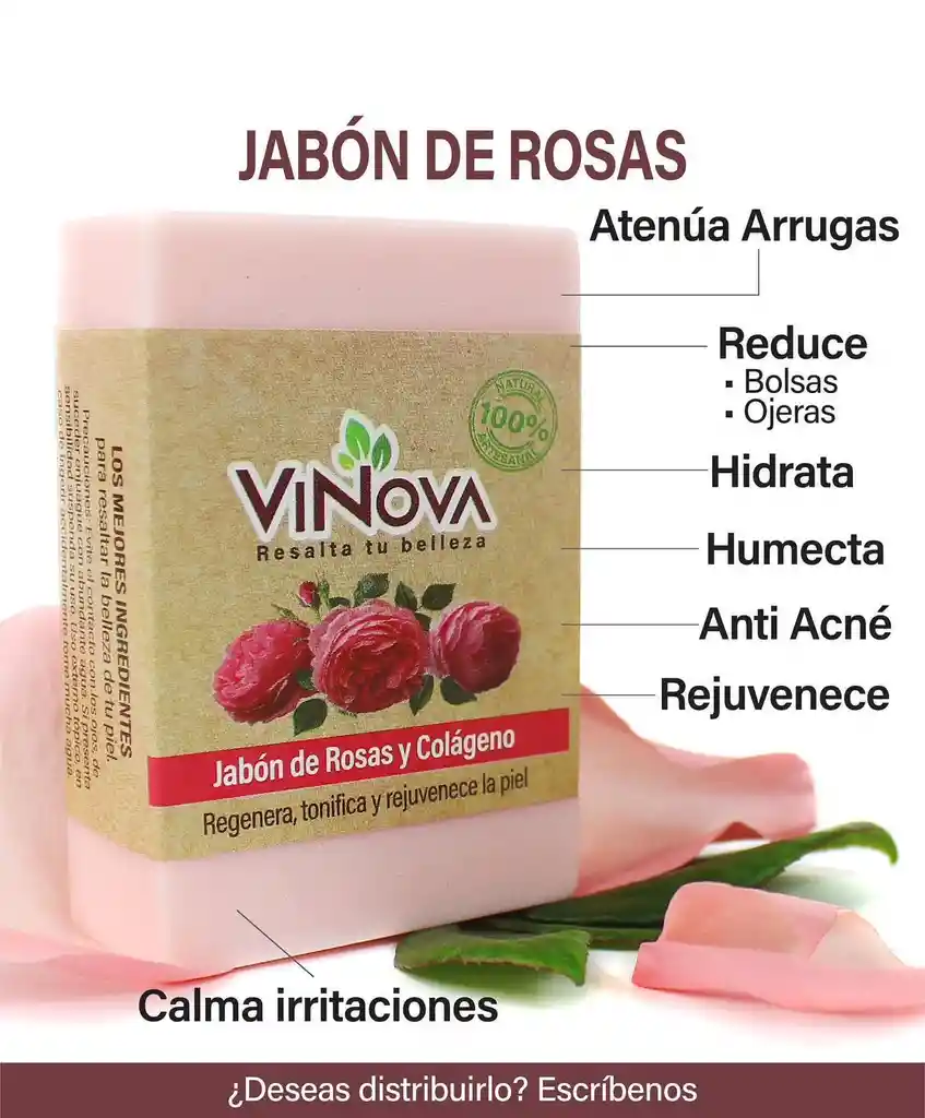 Jabon Artesanal Rosas Y Clageno 120gr