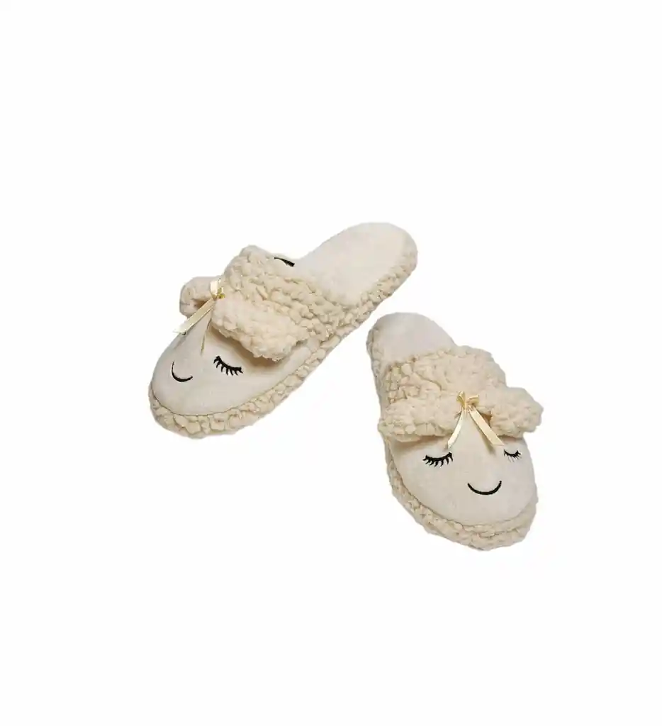 Pantufla Dormilona Abierta Beige Adulto Talla 36-37