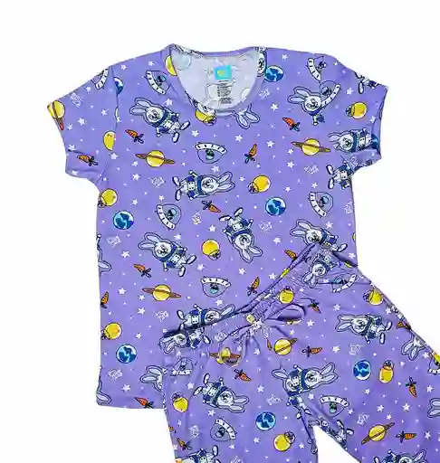 Pijama Glow Buzz Bunny Lila M/c Mujer Talla S