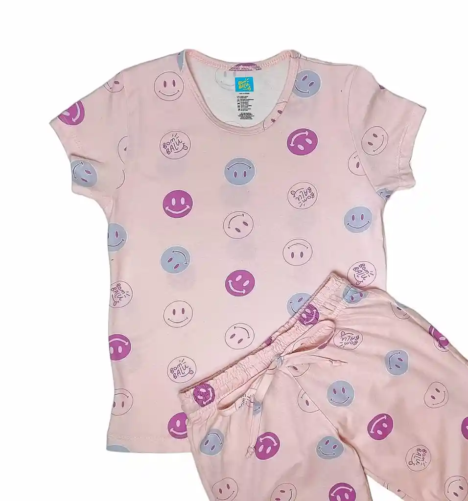 Pijama Glow Caritas Rosado Claro M/c Mujer Talla M