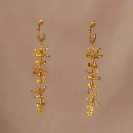 Aretes Aro Candonga Tres Orquideas Oncidium Esmeraldas