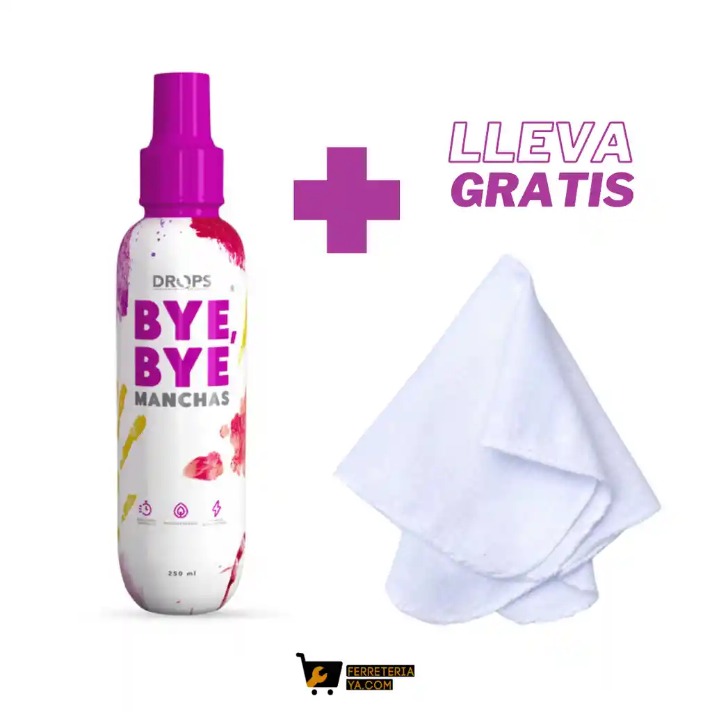 Drops Bye Bye Manchas 250ml + Bayetilla Blanca 40x65