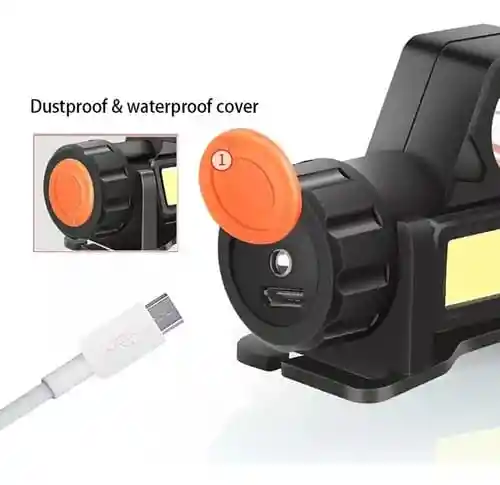 Linterna Led Recargable Con Cabeza De Casco T6, 1 Linterna Led 2 En 1, Color Negro, Luz Amarilla