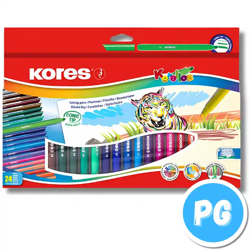 Paquete De Plumones Kores X24 Unds Unipunta