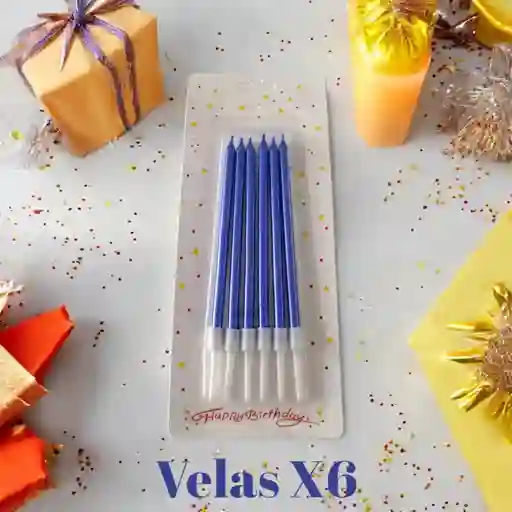 Velas Decorativas Por 6 Unidades Azul Rey Cromada