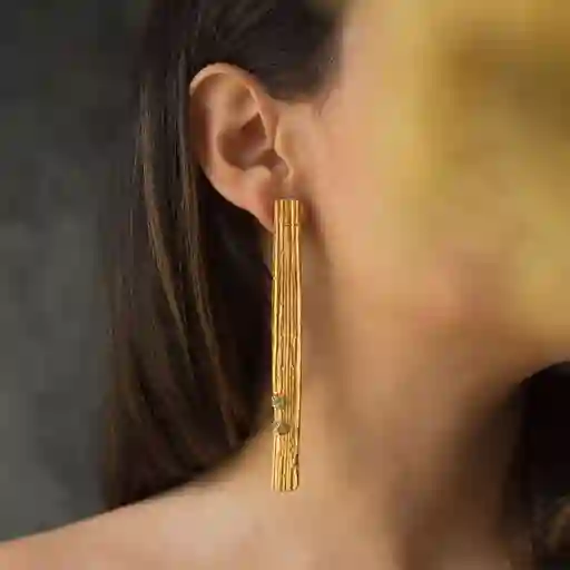 Aretes Corteza Palma Large Esmeraldas