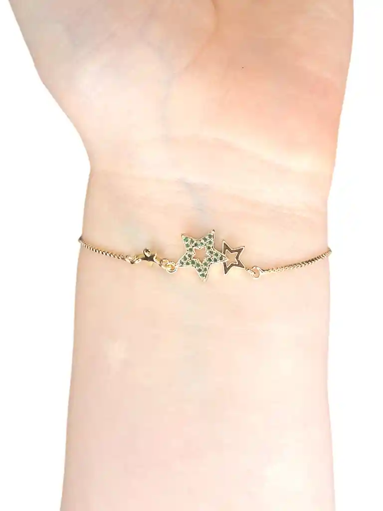 Pulsera Dorada En Acero Con Colgante De Tres Estrellas