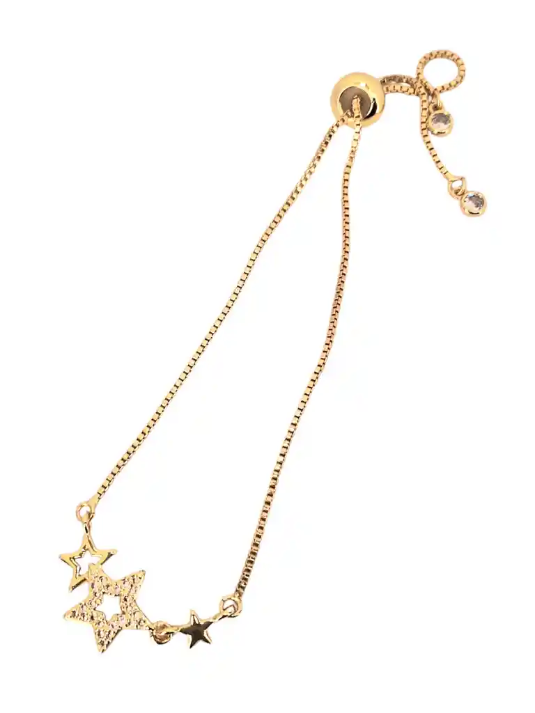 Pulsera Dorada En Acero Con Colgante De Tres Estrellas