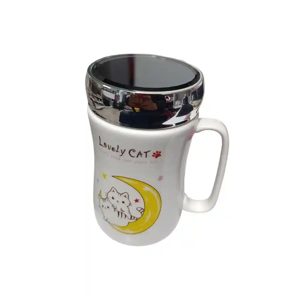 Pocillo Vaso Mug Taza Ceramica Tapa Catlovers