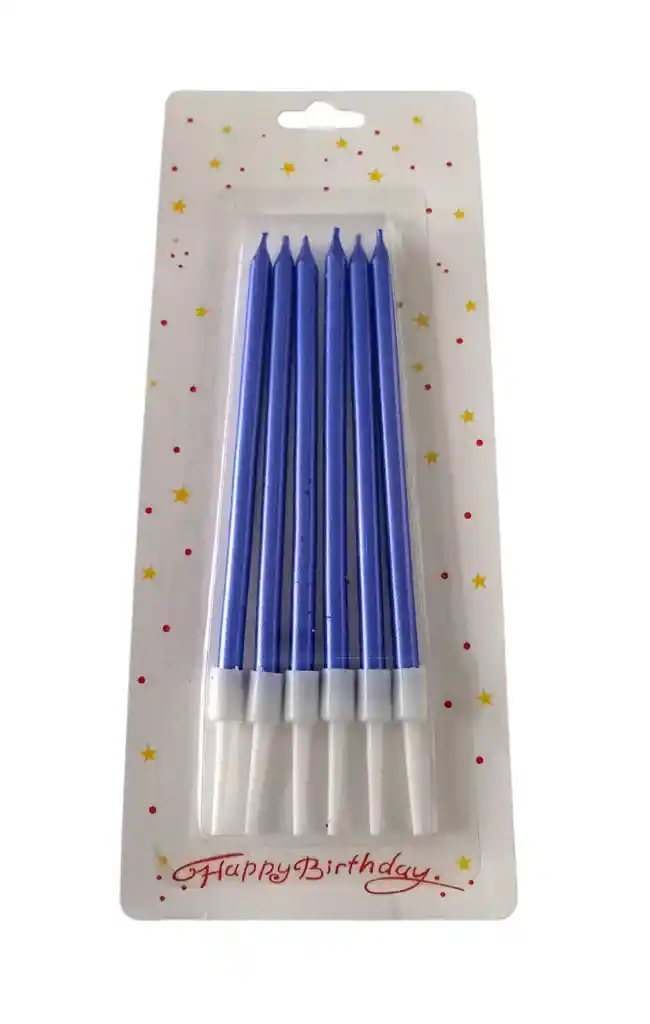 Velas Decorativas Por 6 Unidades Azul Rey Cromada