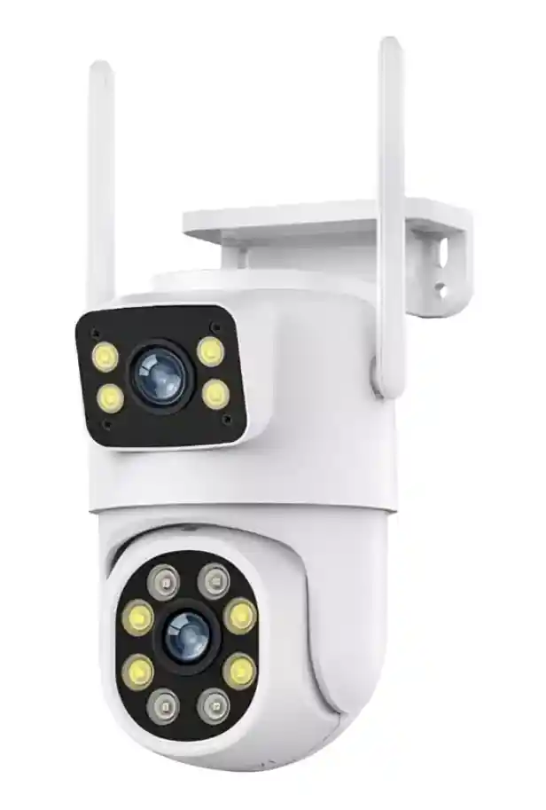 Cámara De Seguridad Al Aire Libre De Doble Lente Con El Gran Angular Y Teleobjetivo