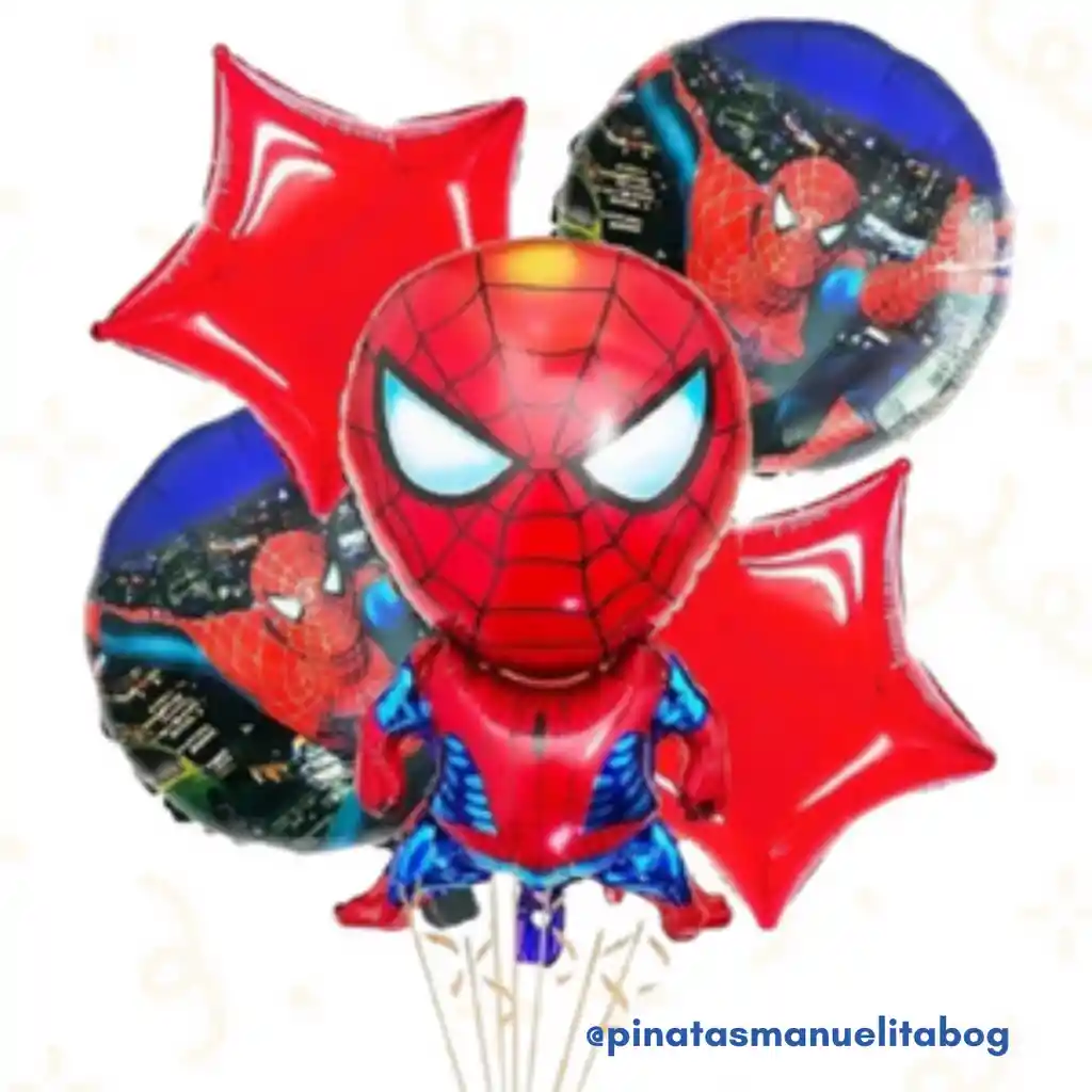 Kit De Globos Metalizados Spiderman Sin Inflar