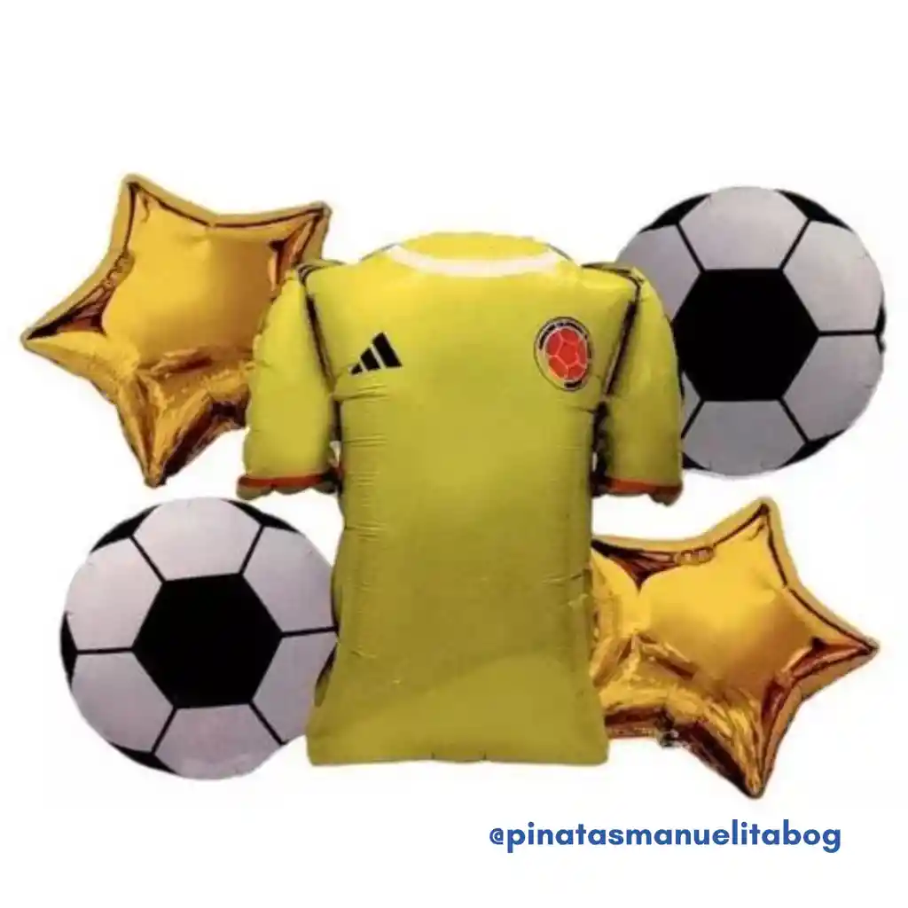 Kit Globos Metalizados Seleccion Colombia X 5 Und Sin Inflar