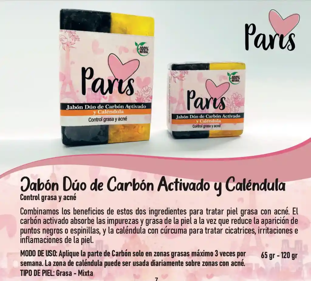 Jabon Artesanal De Carbon Activado Y Calendula 120 Gr