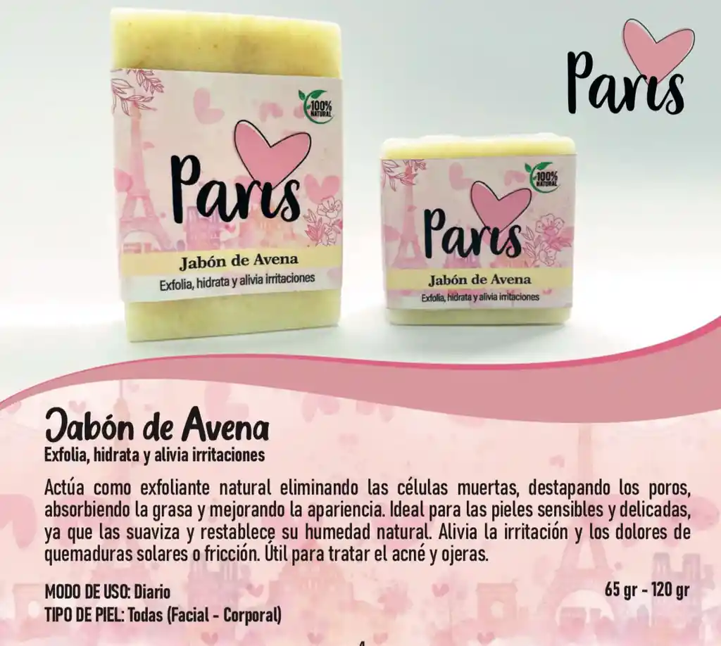 Jabon Artesanal De Avena 65gr