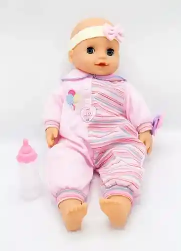 Juguete Muñeca Bebe Lovely Baby Chupo Con 5 Sonidos, Luces Y Accesorios