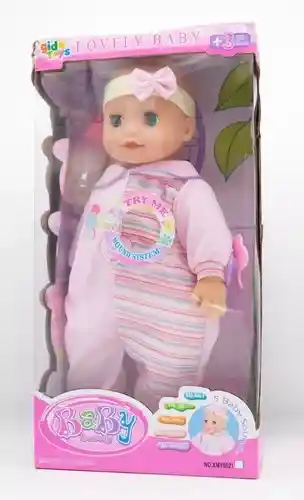 Juguete Muñeca Bebe Lovely Baby Chupo Con 5 Sonidos, Luces Y Accesorios