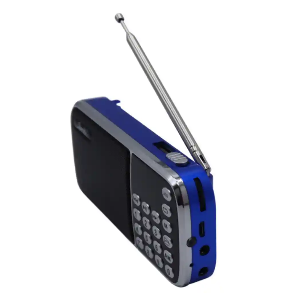 Radio Bolsillo Usb Fm| Am Recargable Teclado Premium R-068f Azul