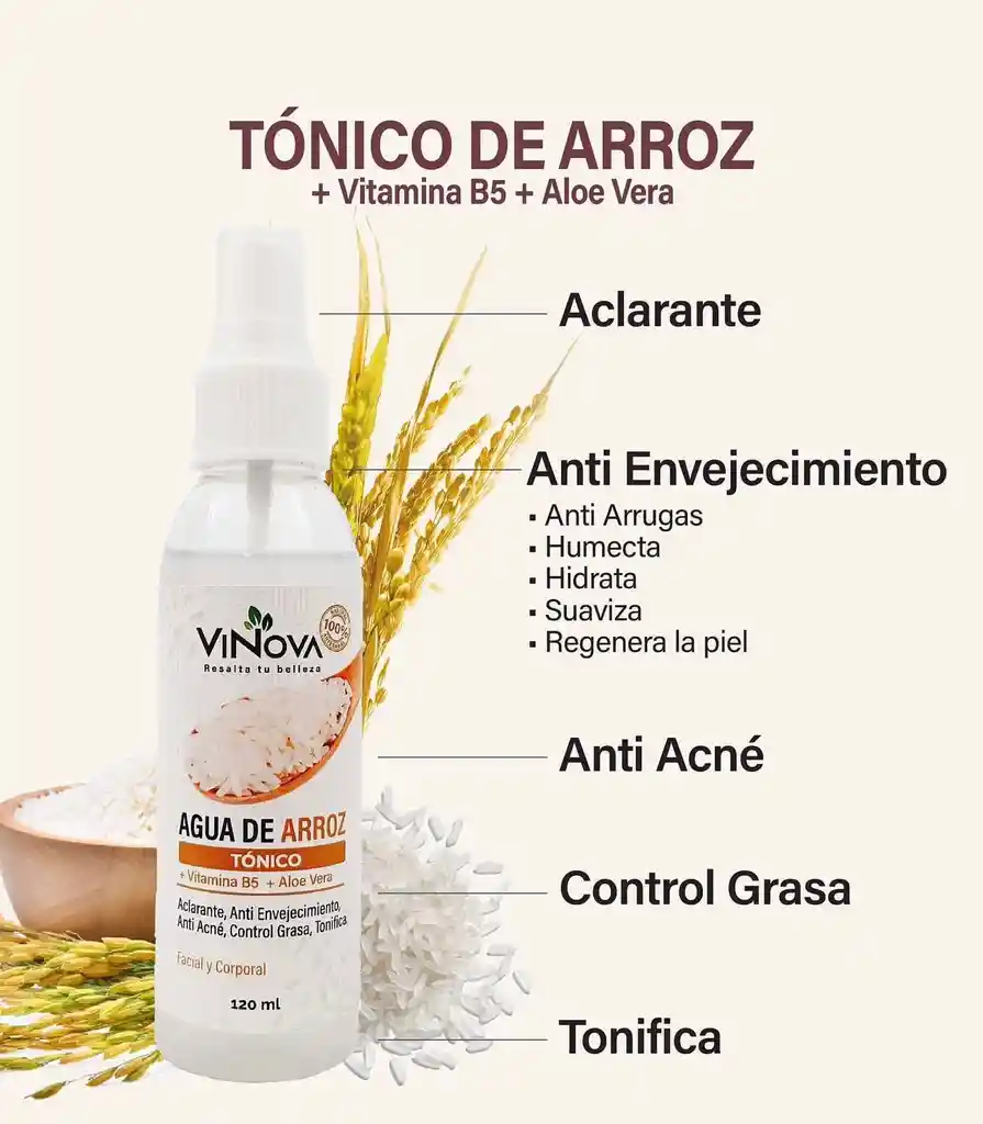 Tonico De Arroz + Vit B5 + Aloe Vera