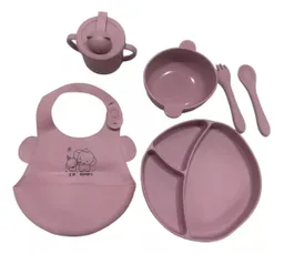 Set De Vajilla Silicona Para Bebés Platos Babero Y Cubiertos