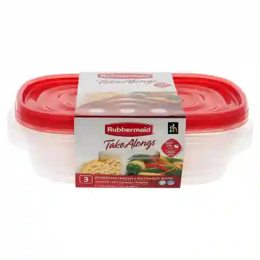 Recipiente Rectangular Con Tapa En Plastico Para Alimentos