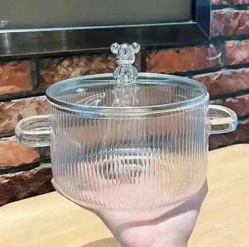 Olla De Vidrio De Borosilicato Con Tapa Osito 1.5 Litros