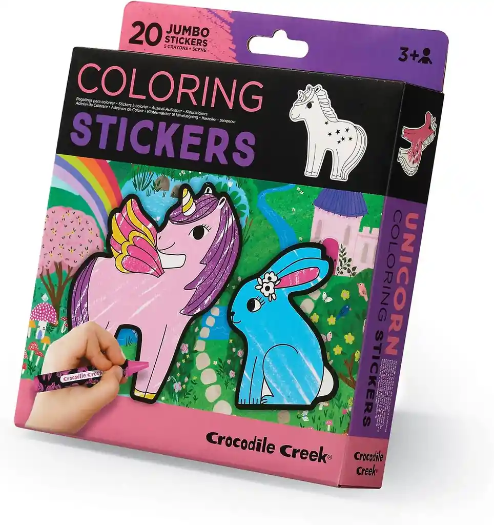 Set Stickers Para Colorear De Unicornios Y Crayones Niños