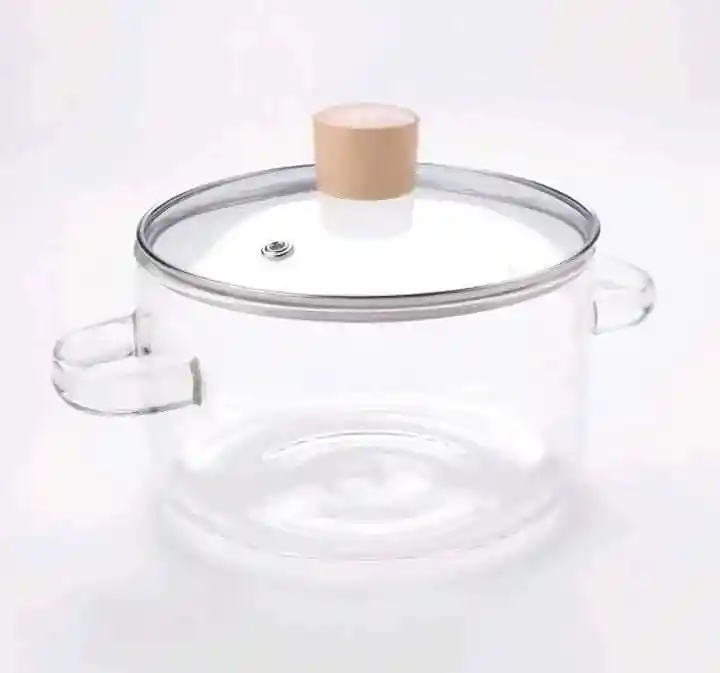 Olla De Vidrio De Borosilicato Con Tapa Toque Madera 1.5 Litros