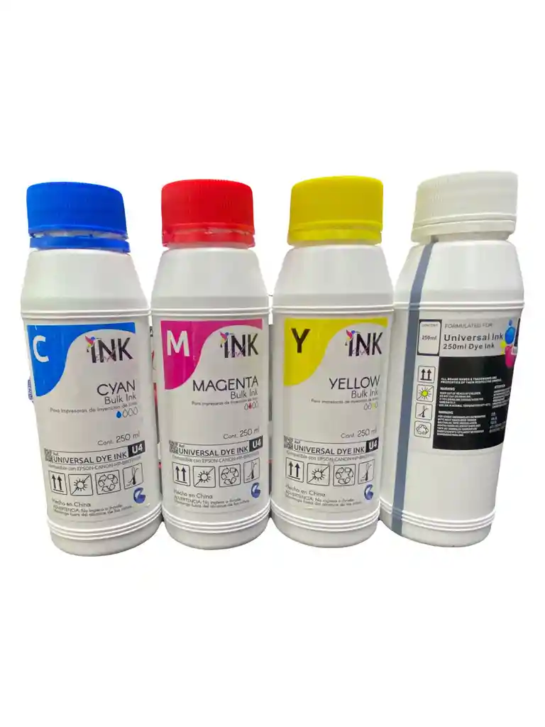 Kit De Tinta Universal Para Impresora De Recarga Continua (4 Botellas 250ml)