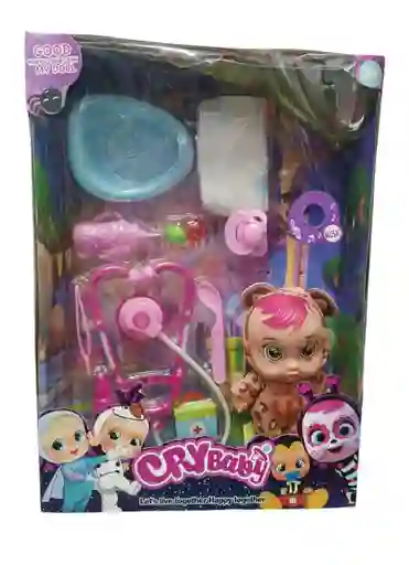 Juguete Muñeco Cry Babies Bebé Llorón Con Sonido Y Accesorio Para Baño Y Cuidado