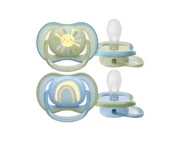 Chupos Entretencion Para Bebe Avent X2 Und 0-6 Meses Arcoiris Azul