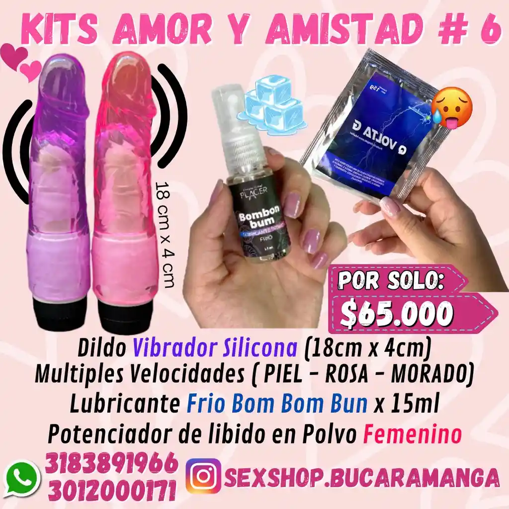 Kit Amor Y Amistad. Kit Sexual #6, Kit Consolador Vibrador