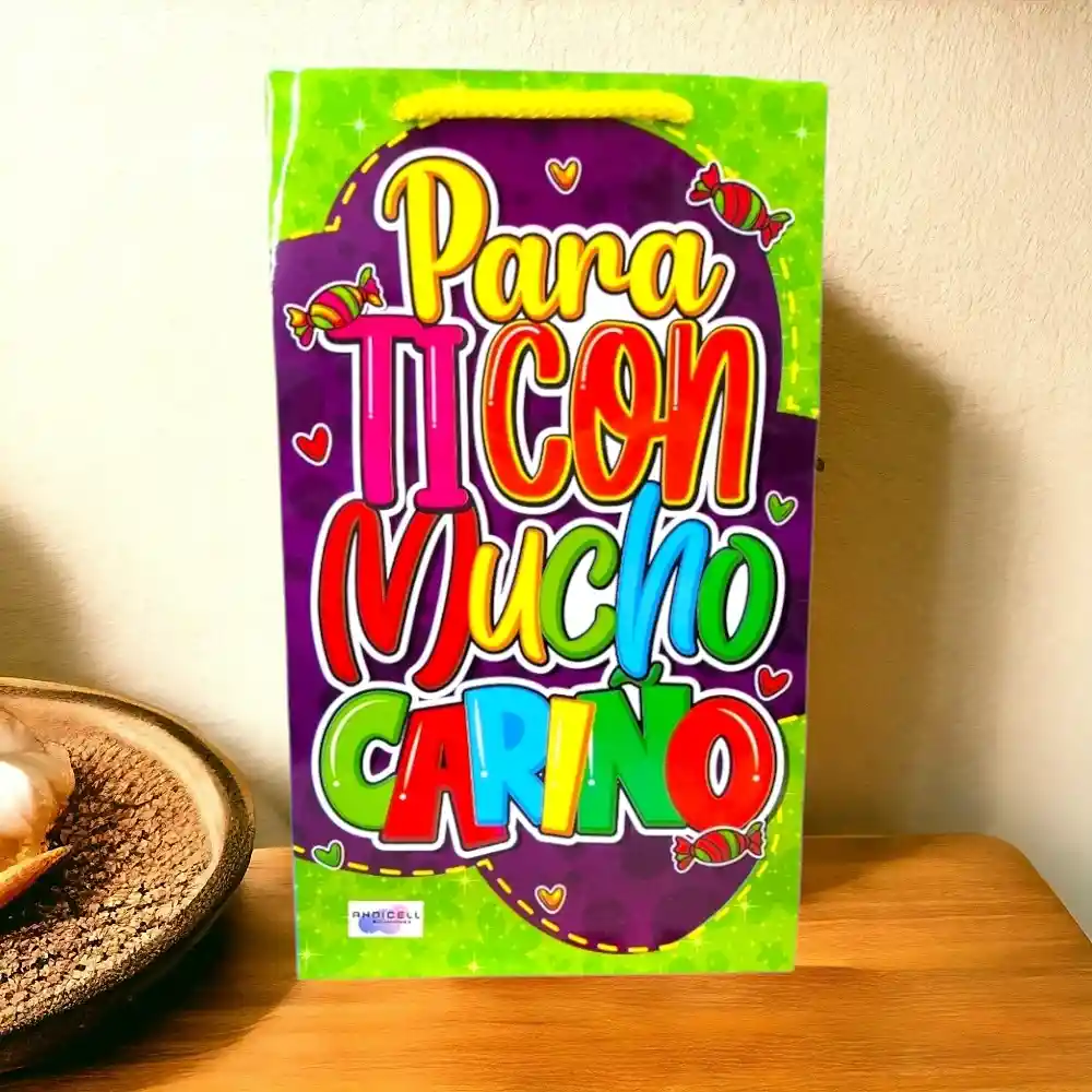 Bolsa De Regalo Obsequio Pequeña Decorada 28 X 16 Cm