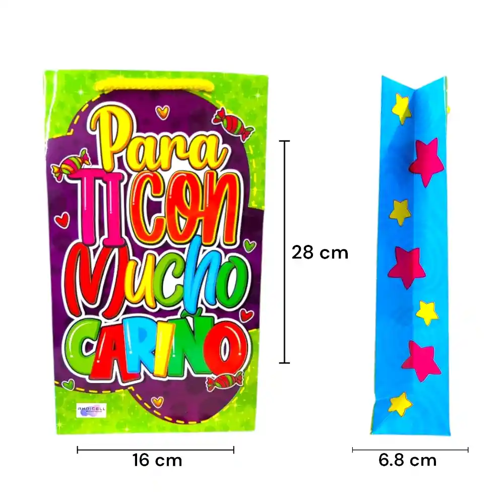 Bolsa De Regalo Obsequio Pequeña Decorada 28 X 16 Cm