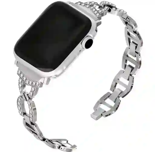 Pulso Apple Watch Metalico Brillos Plateado 42-44-45-49mm