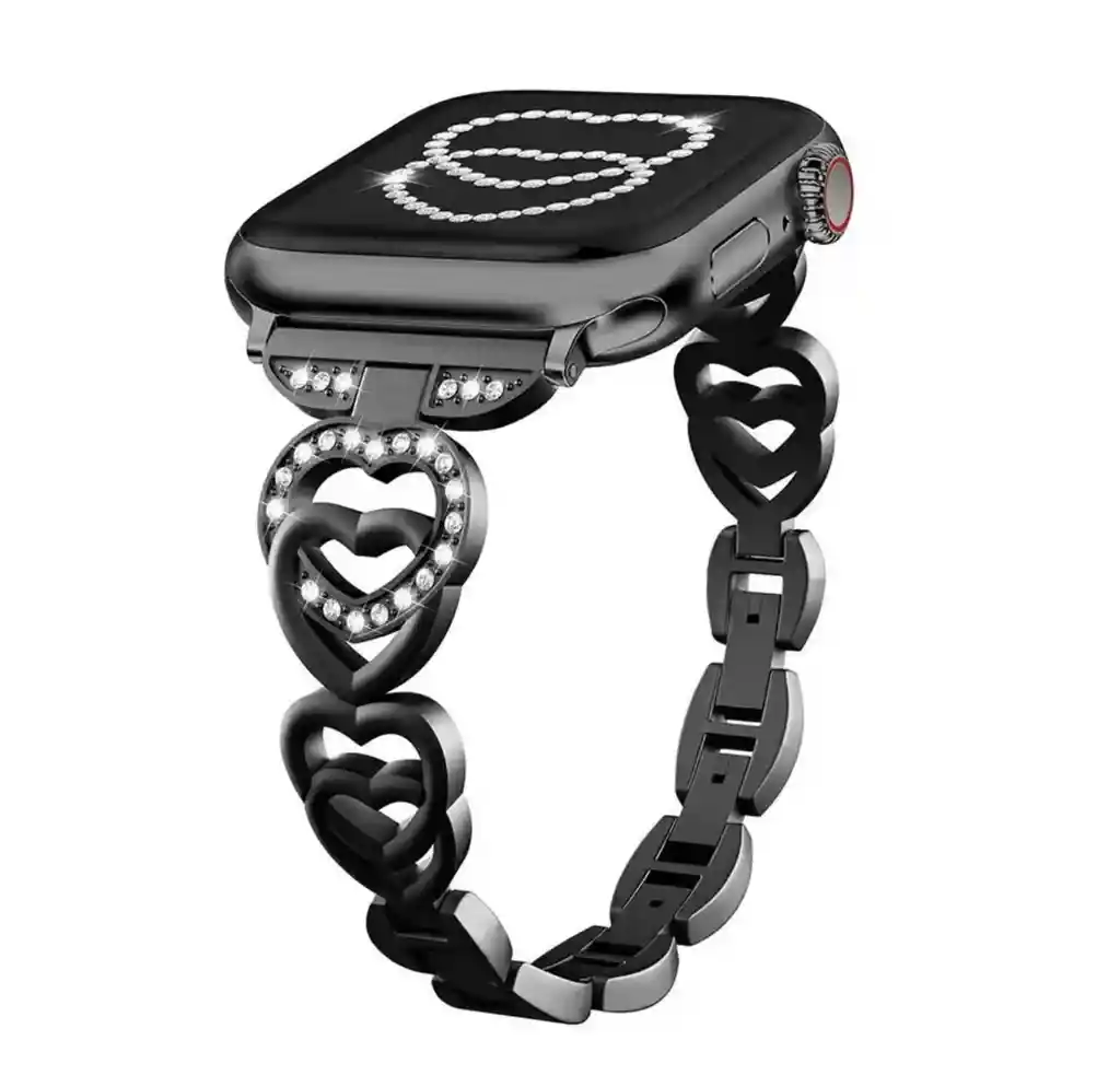 Pulso Apple Watch Metalico Corazón Negro 38-40-41mm