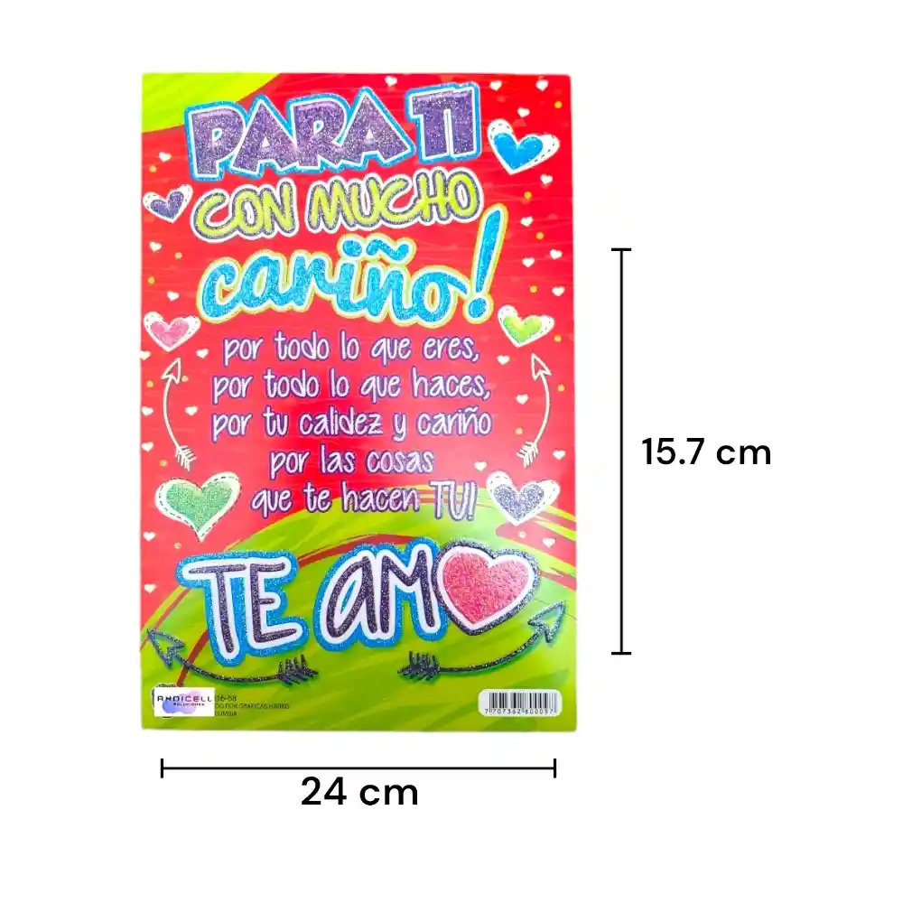 Tarjeta De Regalo Mediana Con Mensaje Amor