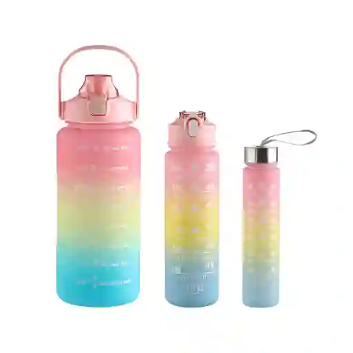 Termo Motivacional Set X 3 Capacidades: 2 Litros, 780ml Y 280ml - Rosado