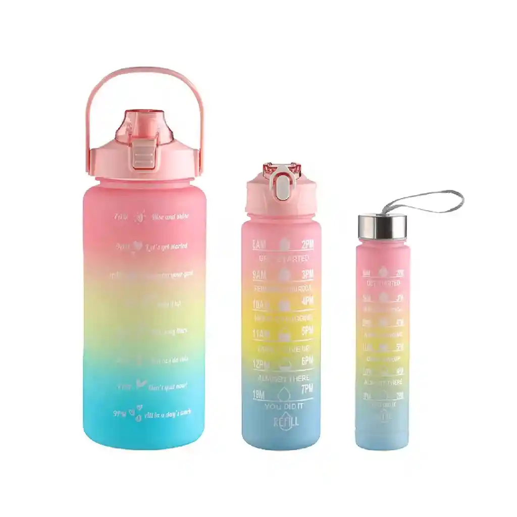 Termo Motivacional Set X 3 Capacidades: 2 Litros, 780ml Y 280ml - Rosado