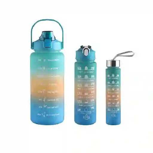 Termo Motivacional Set X 3 Capacidades: 2 Litros, 780ml Y 280ml - Azul