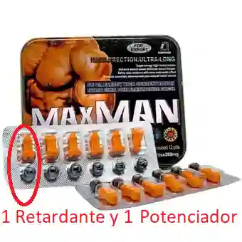 Max Man Potenciador X2 Pildoras Pareja (1 Potenciadora Y 1 Retardante)