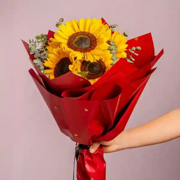 Bouquete Girasol Y Eucalipto Baby