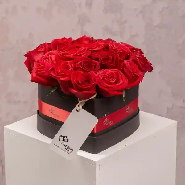 Mini Caja Rosas Rojas Corazón