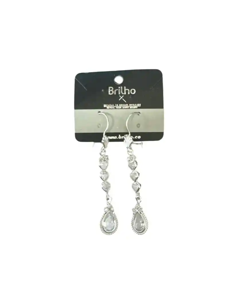 Aretes Plata Ley 925 Gotas Con Brillos Garantia Original + Bolsita De Tela