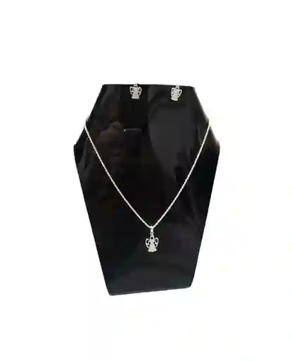 Trio Plata Ley 925 Angel Con Cuerpo Brillante + Estuche De Lujo