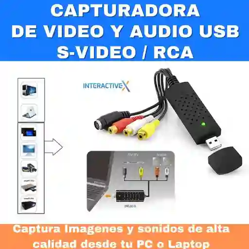 Capturadora De Video Usb S-video /rca Laptop Y Pc / Streaming
