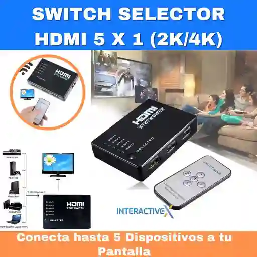 Selector Switch Hdmi De 5 Entradas 1 Salida