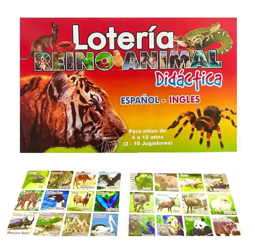 Loteria Didactica Reino Animal 10 Cartones