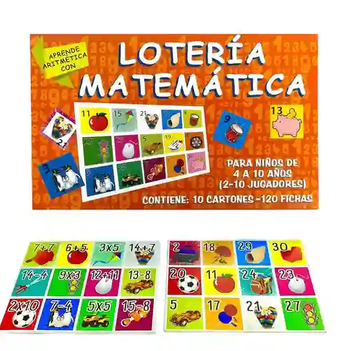 Loteria Didactica Matematica Para Niños 10 Cartones