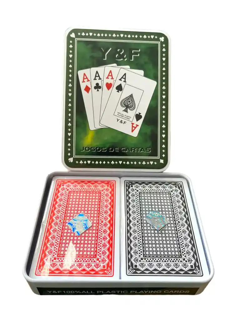 Juego Poker Royal Doble Caja Metalica Ref. Sc-2199